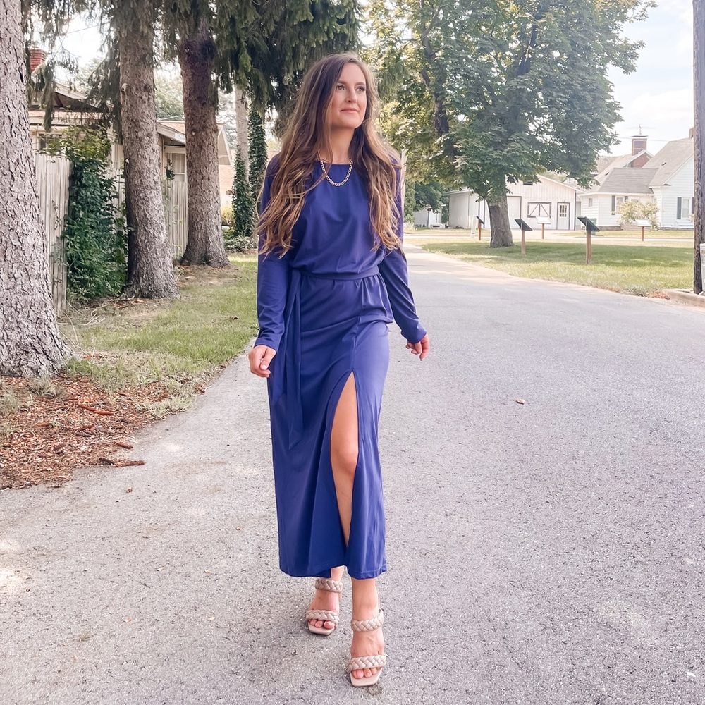 Tie Waist Maxi Dress with Slit
